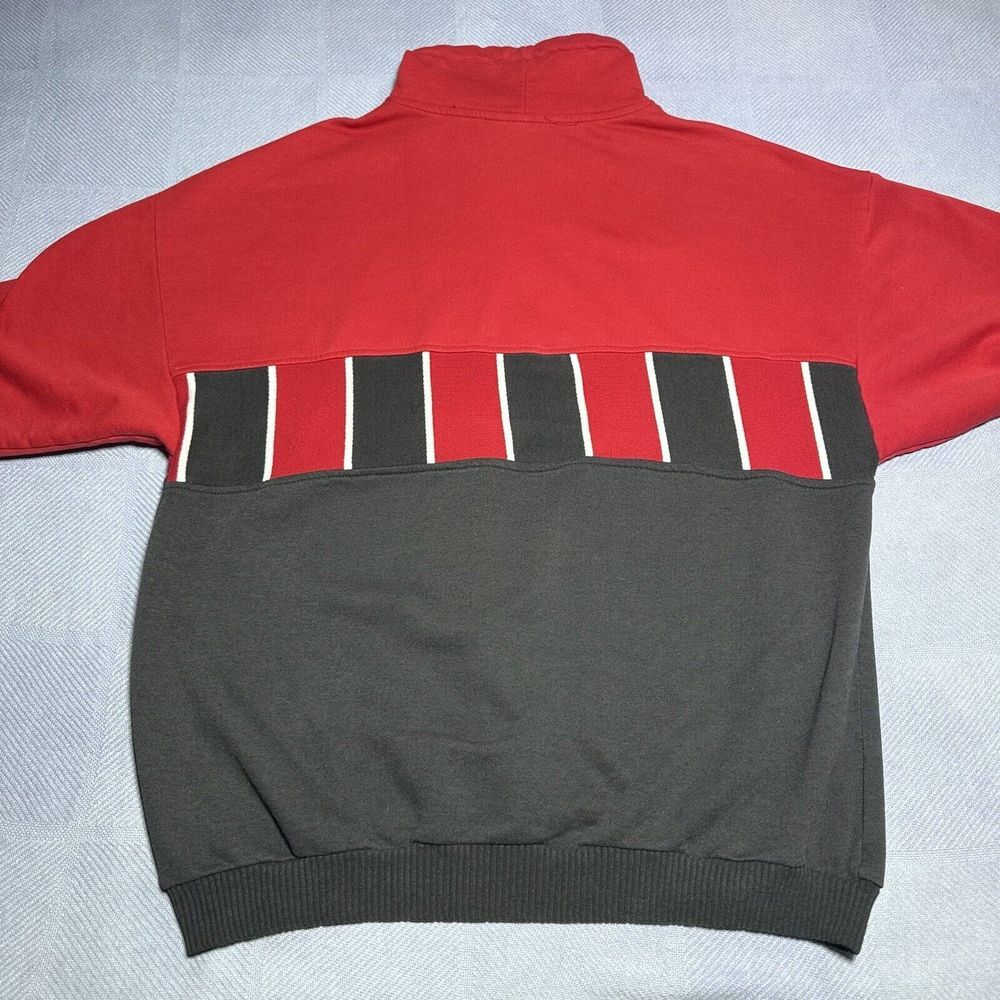 Vintage 1990s Black Red Bulls Colorway Lightweight Mock Neck Sweater Size Large - Picture 11 of 16
